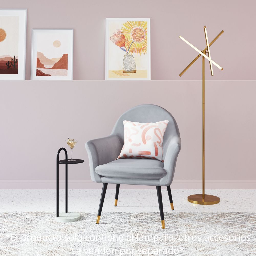 Lámpara de Pie para Sala de Estar | Latón Oro | Acero Galvanizado Silicona | Interior Cuarto Sala de Espera Habitación Decorativa Hogar Interior Decorativos Lampara Iluminacion Lampara Piso Lampara Moderna Luz Cocina Sala de Estar Dormitorio LÁMPARA NOGAL BEAT GARZA