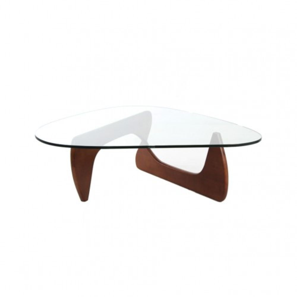 MESA NOGAL BEAT MESA ISAMU | Mesa Comercial Ocasional Uso Central Elegante Sala de Estar Oficina | 40 cm | Base de Madera | Cristal | Interior | Sala de Espera Sala de Estar Espacios Elegantes Decorativa Toque de Distinción Sofisticado Diseño Único