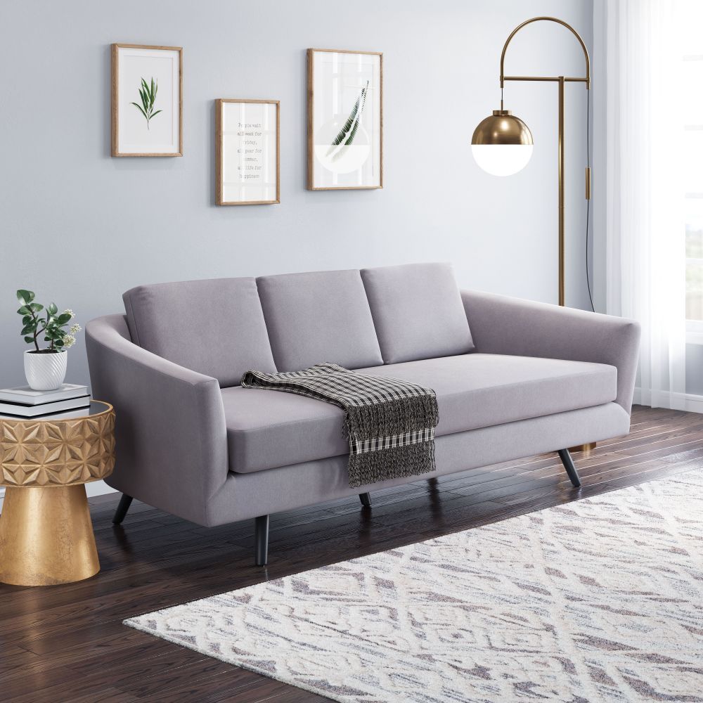 SOFÁ ZUO DIVINITY | Sofá Decorativo para Sala de Estar | Base Madera Negro | Gris | Piel Sintética 100% Poliuretano Madera Contrachapada | Interior