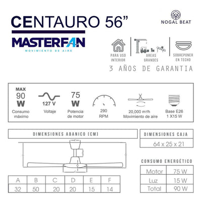 Ventilador Industrial de Techo para Bodegas - MASTERFAN CENTAURO 56 - Satinado - 3 Aspas Áreas Grandes Ventiladores Industriales Circulación de Aire Ventilación Industrial Sistemas de Ventilación Ruido de Ventiladores Aire Fresco Ventilación Industrial Ventilación Comercial Ventiladores de Techo Ventiladores de Pie Ventiladores de Conducto Calidad del Aire Interior Naves Industriales y Fábricas Almacenes y Centros de Distribución Talleres y Fábricas de Procesamiento Centros Comerciales y Grandes Superficies