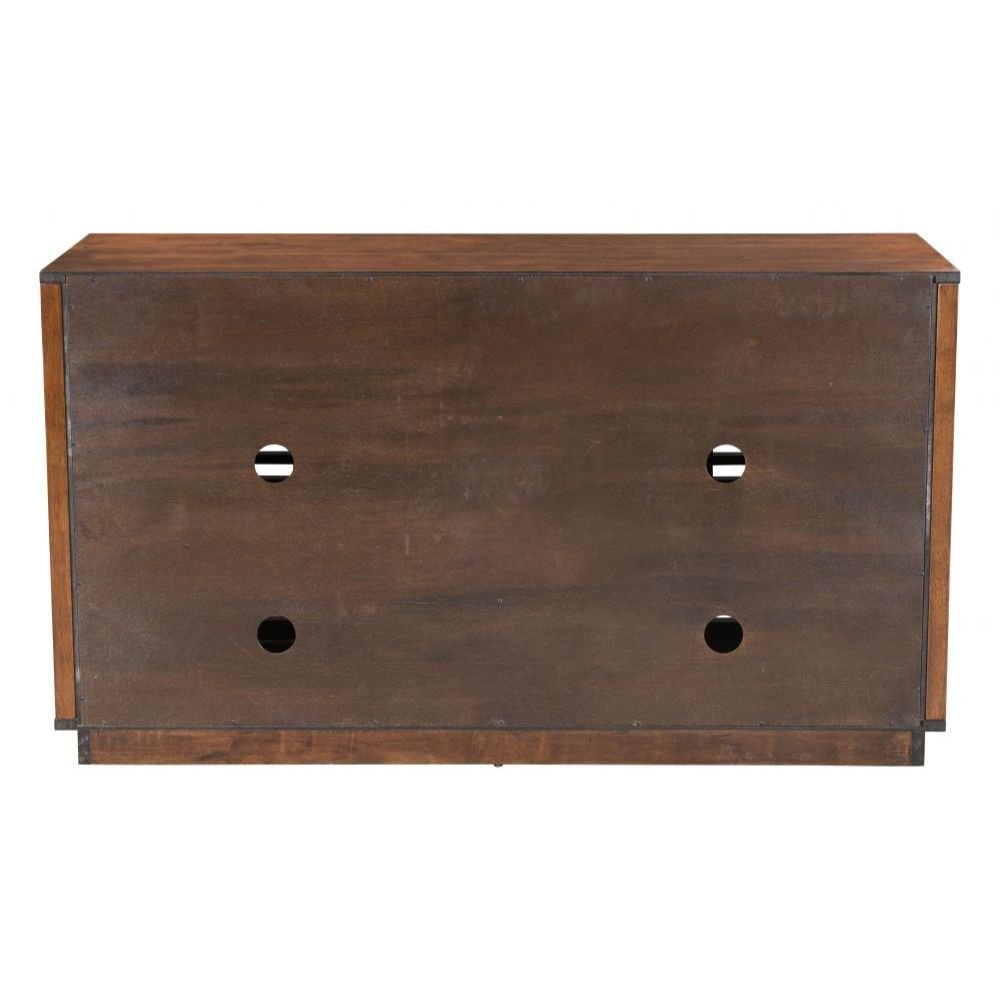 CREDENZA ZUO LINEA | Credenza Nogal para Hogar Bufé | 2 Puertas 2 Cajones | Madera de Caucho Chapada en Nogal MDF | Interior