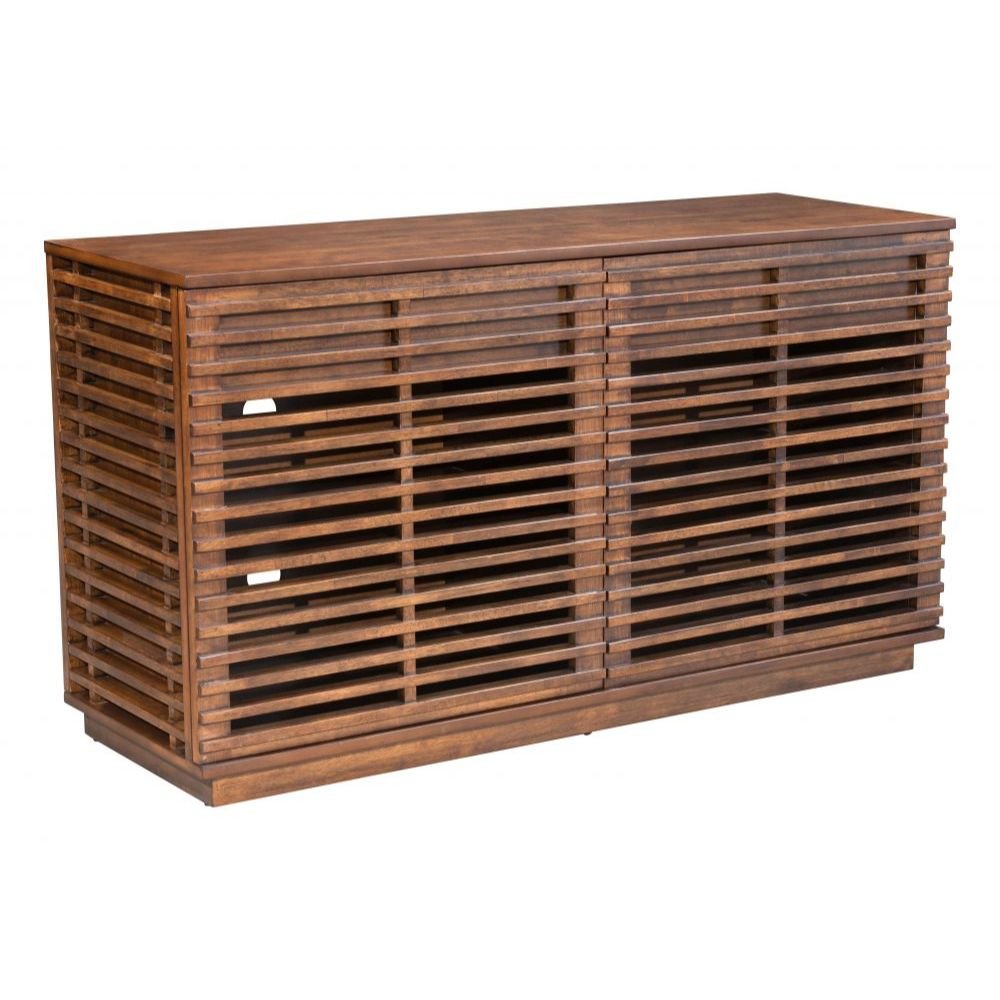 CREDENZA ZUO LINEA | Credenza Nogal para Hogar Bufé | 2 Puertas 2 Cajones | Madera de Caucho Chapada en Nogal MDF | Interior