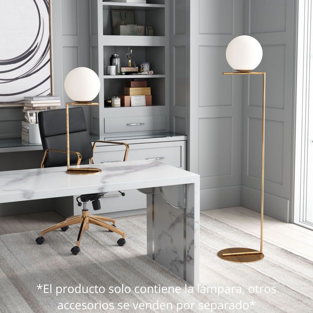 LÁMPARA ZUO BELAIR | Lámpara de Mesa para Escritorio | Latón Oro Blanco | Acero Galvanizado Vidrio Esmerilado | Interior - 56074 - Zuo - NOGAL BEAT -
