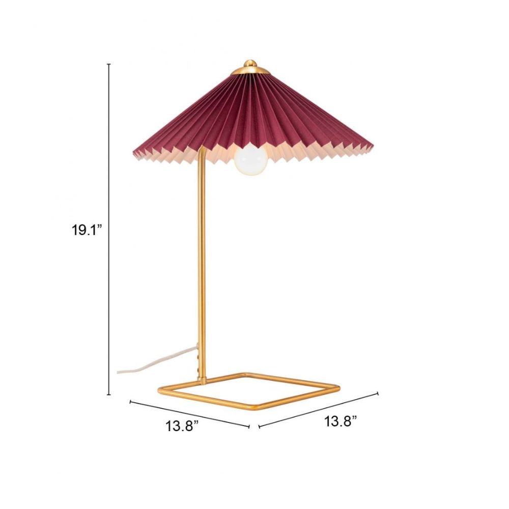 LÁMPARA ZUO CHARO | Lámpara de Mesa para Escritorio | Rojo | Acero Oro PVC | Interior