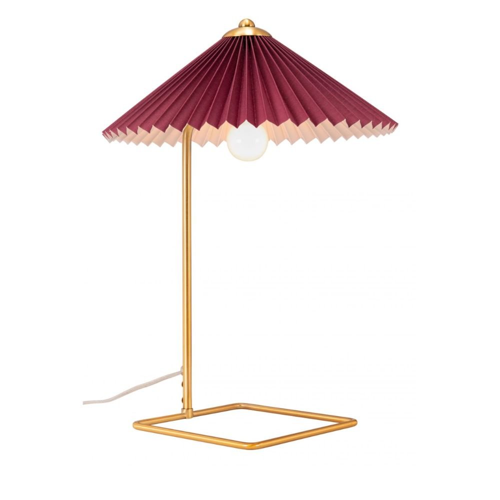LÁMPARA ZUO CHARO | Lámpara de Mesa para Escritorio | Rojo | Acero Oro PVC | Interior