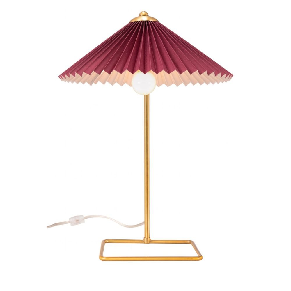LÁMPARA ZUO CHARO | Lámpara de Mesa para Escritorio | Rojo | Acero Oro PVC | Interior
