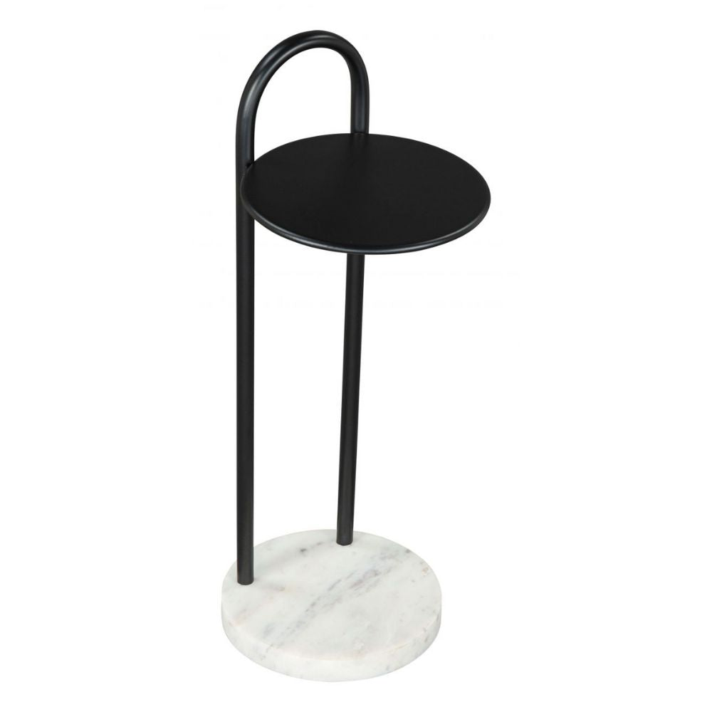 MESA AUXILIAR ZUO CHRISTIAN | Mesa Auxiliar Decorativa Ocasional | 56 cm | Base Mármol Blanco | Negro | Hierro | Interior