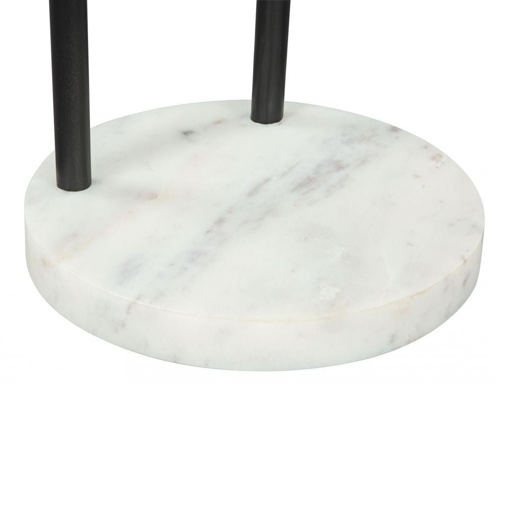 MESA AUXILIAR ZUO CHRISTIAN | Mesa Auxiliar Decorativa Ocasional | 56 cm | Base Mármol Blanco | Negro | Hierro | Interior