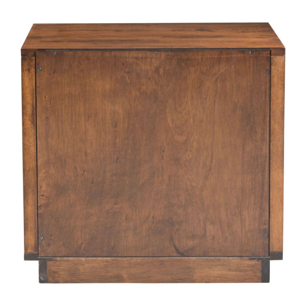 MESA AUXILIAR ZUO LINEA | Mesa Auxiliar Nogal para Habitación Cuarto | 2 Cajones | Madera de Caucho Chapada en Nogal MDF | Interior