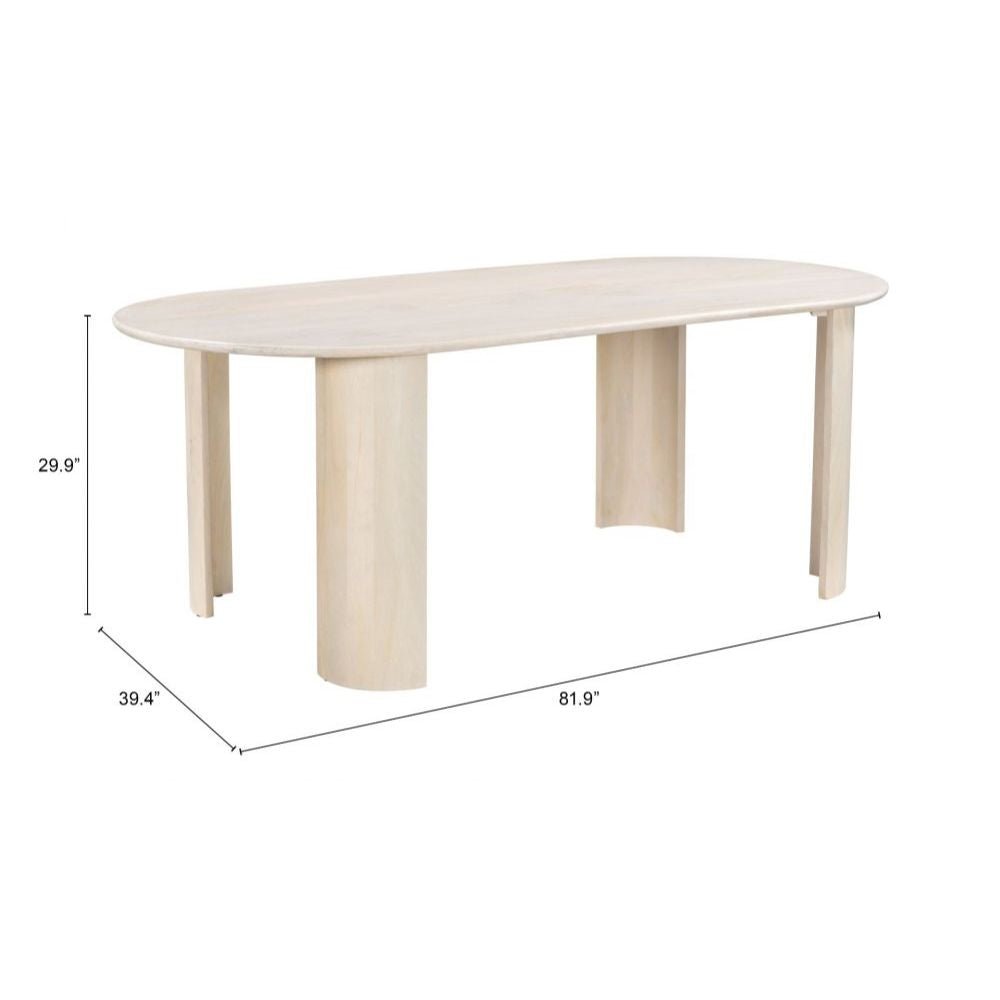 MESA DE COMEDOR ZUO 109857 RISAN | Mesa de Comedor | 76 cm | Beige | Natural | Madera Mango Blanqueada | Interior