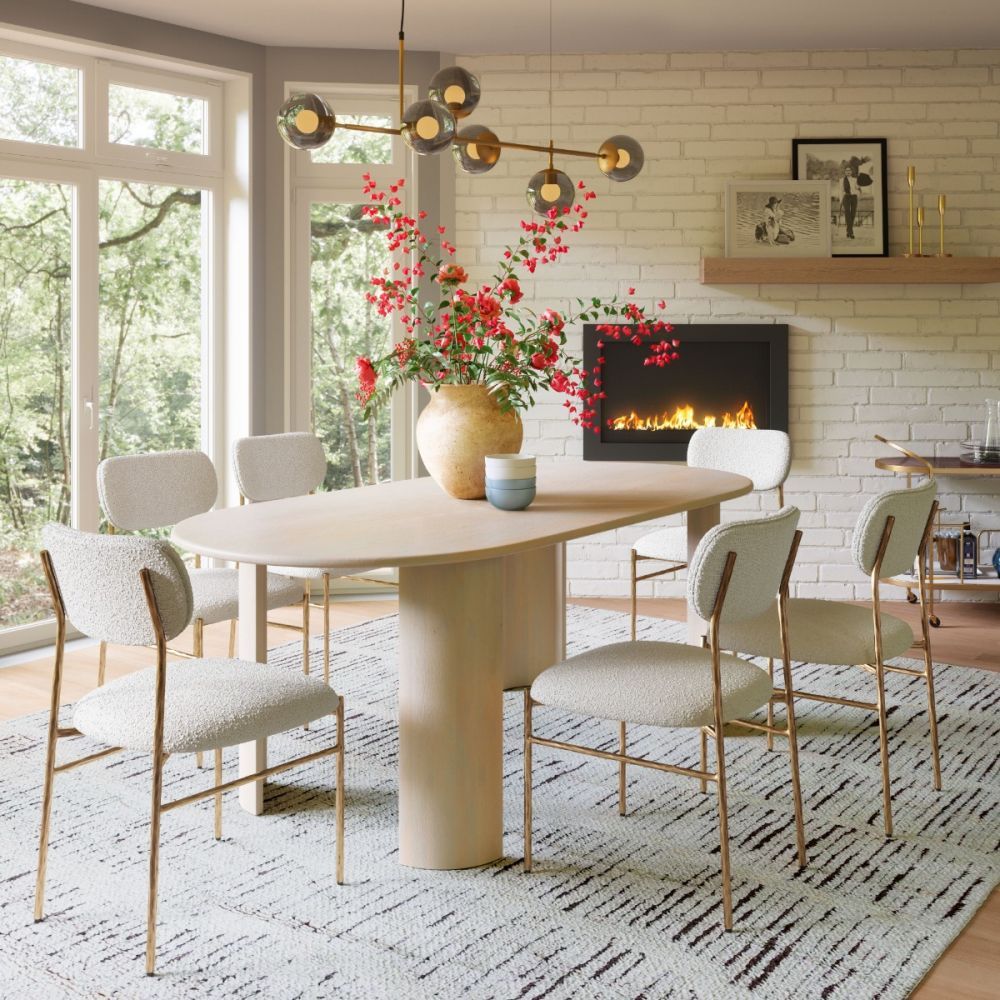 MESA DE COMEDOR ZUO 109857 RISAN | Mesa de Comedor | 76 cm | Beige | Natural | Madera Mango Blanqueada | Interior