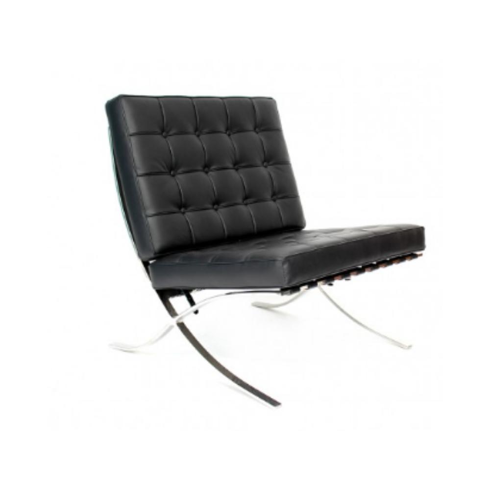 SILLON NOGAL BEAT AVIÑON INDIVIDUAL VINIL | Sillón Tipo Barcelona Ludwing Mies Van Der Rohe Oficina Despacho Bufete | Base Estructura de Acero | Textura Capitonada | Interior