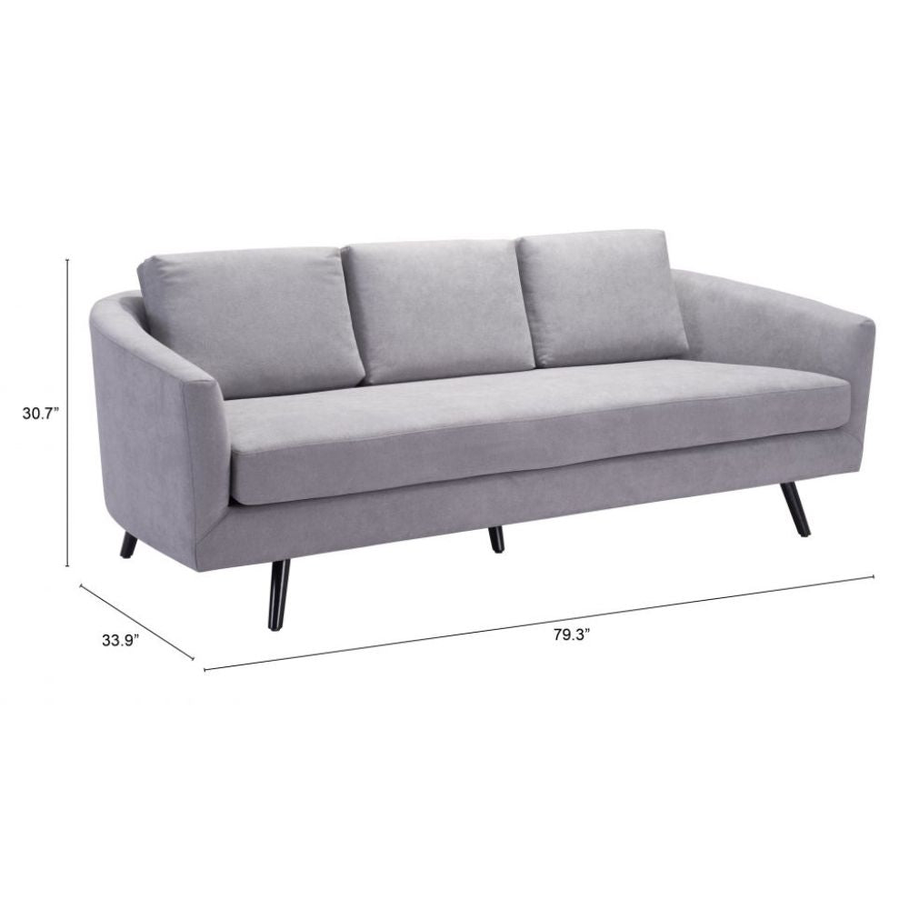 SOFÁ ZUO DIVINITY | Sofá Decorativo para Sala de Estar | Base Madera Negro | Gris | Piel Sintética 100% Poliuretano Madera Contrachapada | Interior