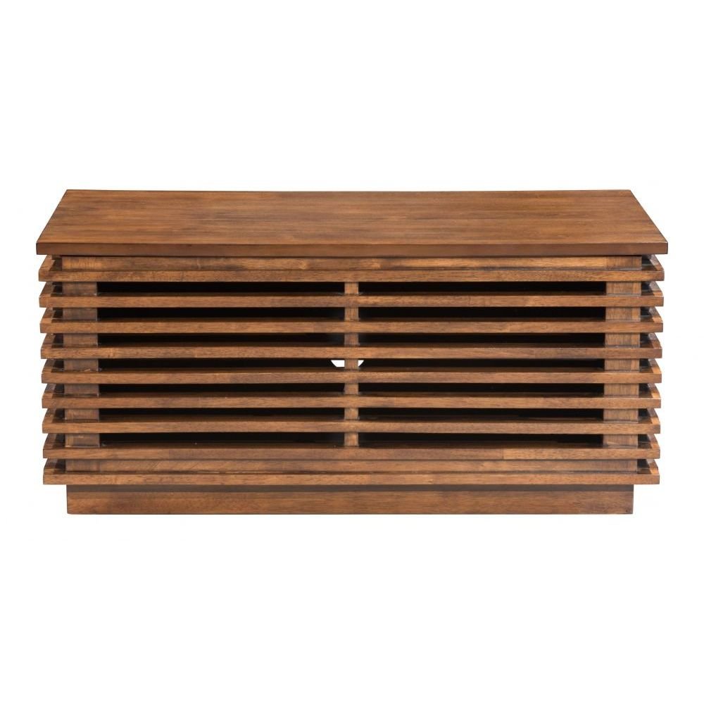 SOPORTE DE ENTRETENIMIENTO ESTRECHO NOGAL BEAT LINEA | Soporte de Entretenimiento Estrecho Nogal para TV Decorativo | Puerta Frontal Estante Ajustable | Madera de Caucho Chapada en Nogal MDF | Interior - 199053 - Zuo - NOGAL BEAT - Credenza