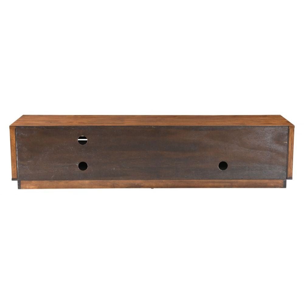 SOPORTE DE ENTRETENIMIENTO ZUO LINEA WIDE | Soporte de Entretenimiento Nogal para Sala de Estar TV Decorativo | Puerta Frontal Estante Ajustable | Madera de Caucho Chapada en Nogal MDF | Interior