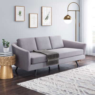 SOFÁ ZUO DIVINITY | Sofá Decorativo para Sala de Estar | Base Madera Negro | Gris | Piel Sintética 100% Poliuretano Madera Contrachapada | Interior