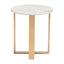MESA AUXILIAR NOGAL BEAT ATLAS | Mesa Auxiliar Ocasional Decorativa | 53 cm | Estructura Acero Inoxidable Galvanizado Oro | Blanco | Mármol Sintético | Interior - 100656 - Zuo - NOGAL BEAT - Mesas