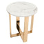 MESA AUXILIAR NOGAL BEAT ATLAS | Mesa Auxiliar Ocasional Decorativa | 53 cm | Estructura Acero Inoxidable Galvanizado Oro | Blanco | Mármol Sintético | Interior - 100656 - Zuo - NOGAL BEAT - Mesas