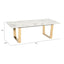 MESA DE CENTRO NOGAL BEAT ATLAS | Mesa de Centro Decorativa para Sala | 40 cm | Estructura Acero Inoxidable Galvanizado Oro | Blanco | Mármol Sintético | Interior - 100653 - Zuo - NOGAL BEAT - Mesas