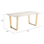 MESA NOGAL BEAT ATLAS | Mesa para Comedor | 51 cm | Base Acero Inoxidable Galvanizado Oro | Blanco | Piedra Compuesta de Mármol Sintético | Interior - 100652 - Zuo - NOGAL BEAT - Mesas
