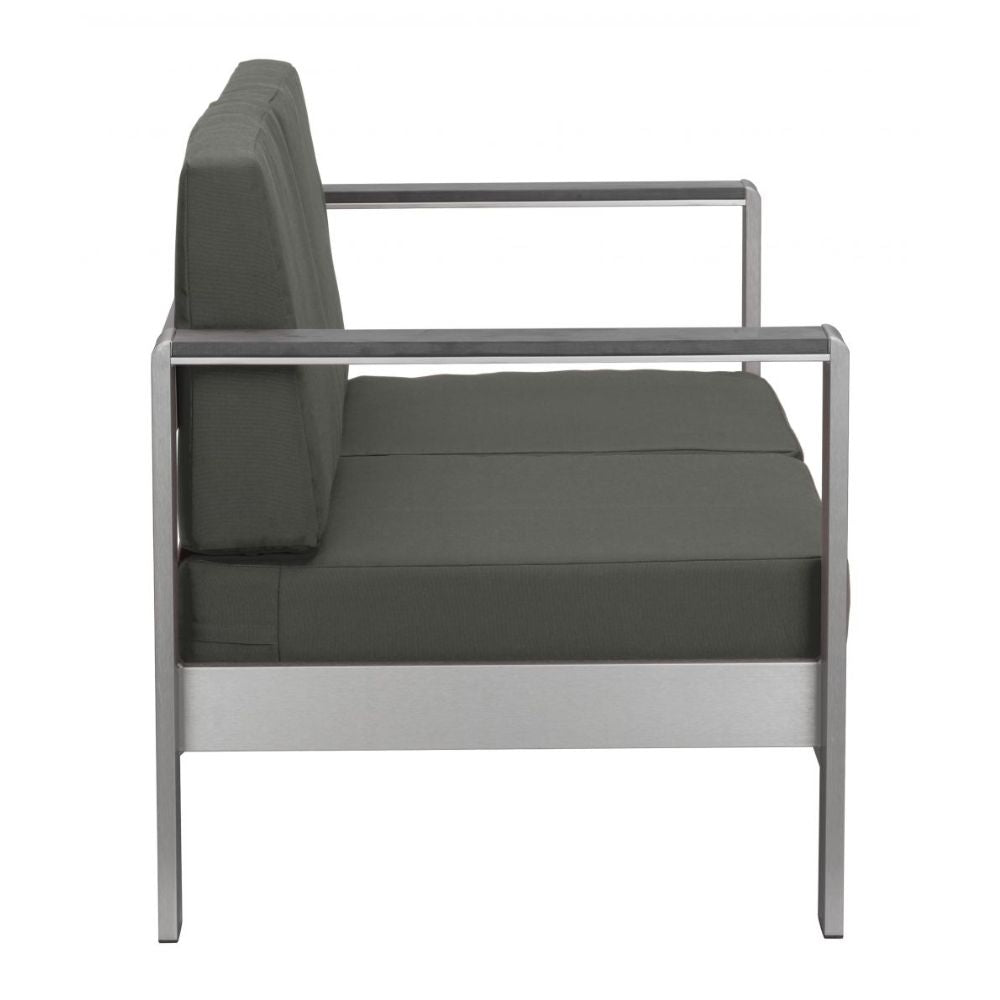 SOFA ZUO COSMOPOLITAN | Sofa Terraza Aire Libre | Marco en Aluminio | Gris Obscuro | Polietileno Imitacion Madera | Exterior