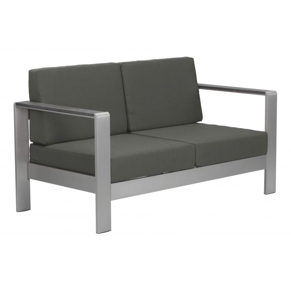 SOFA ZUO COSMOPOLITAN | Sofa Terraza Aire Libre | Marco en Aluminio | Gris Obscuro | Polietileno Imitacion Madera | Exterior