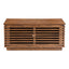 SOPORTE DE ENTRETENIMIENTO ESTRECHO NOGAL BEAT LINEA | Soporte de Entretenimiento Estrecho Nogal para TV Decorativo | Puerta Frontal Estante Ajustable | Madera de Caucho Chapada en Nogal MDF | Interior - 199053 - Zuo - NOGAL BEAT - Credenza