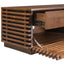 SOPORTE DE ENTRETENIMIENTO ZUO LINEA WIDE | Soporte de Entretenimiento Nogal para Sala de Estar TV Decorativo | Puerta Frontal Estante Ajustable | Madera de Caucho Chapada en Nogal MDF | Interior