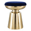 TABURETE LATERAL ZUO JUNIPER | Taburete Lateral Ocasional Decorativo | 48 cm | Estructura Hierro Galvanizado Dorado | Azul | Tela de Terciopelo MDF | Interior